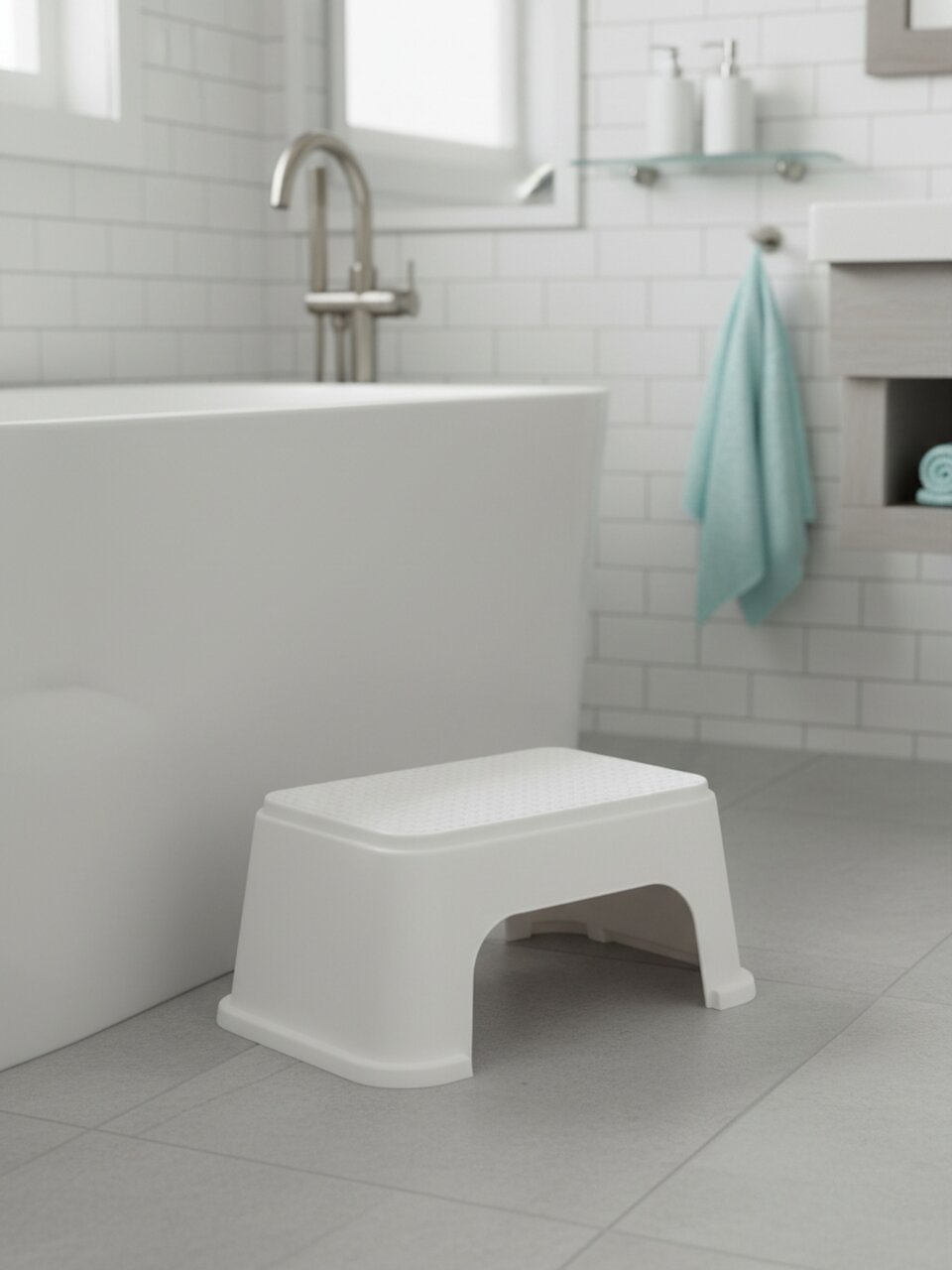 Табурет-подставка 335х250х157 мм, белый, прямоугольный, Альтернатива, М8752