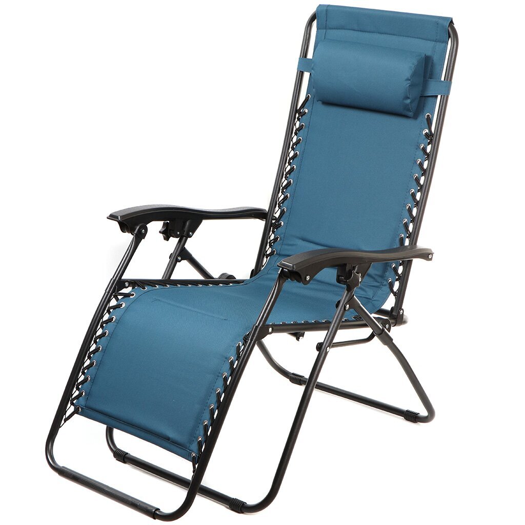 Шезлонг пляжный складной, металл, 165х65х110 см, 100 кг, 2 положения спинки, голубой, двухслойный, Green Days