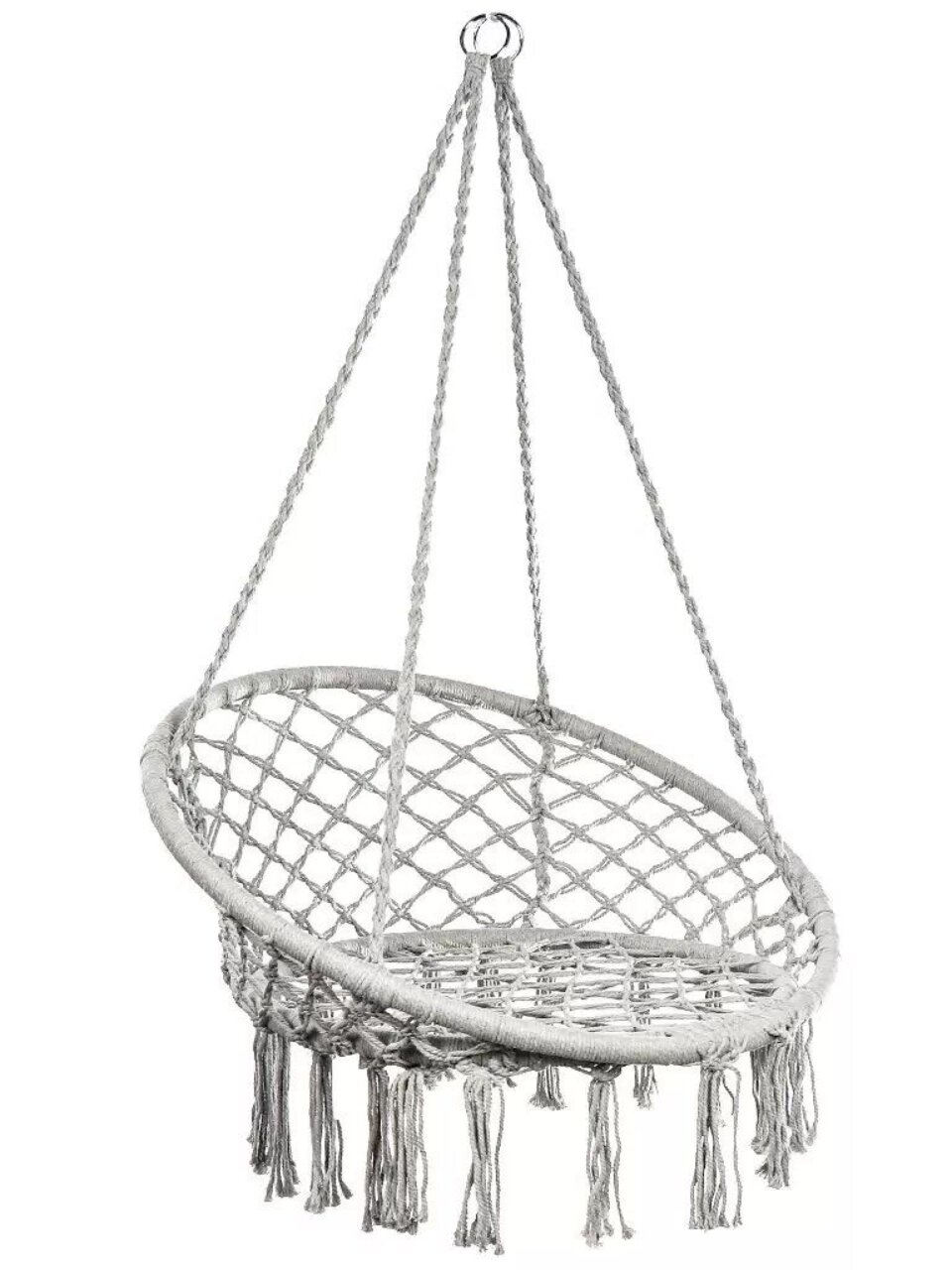 Подвесное кресло 1-мест, 60х80х120 см, 80 кг, серое, C060034, плетеное, хлопок