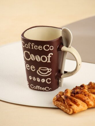 Кружка керамика, 330 мл, Кофе, с ложкой, в подарочной упаковке, Y4-9225, в ассортименте