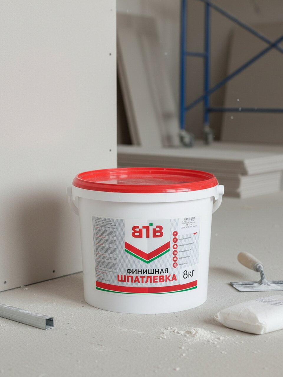 Шпатлевка ВТВ, финишная, для внутренних работ, белая, 8 кг