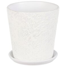 Кашпо керамика, 1.5 л, 15х15.5 см, белое, Лава №3, 010273