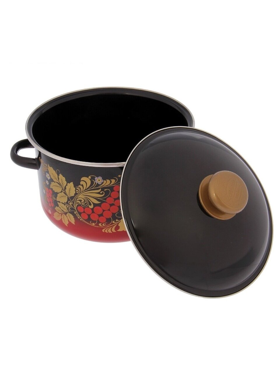 Кастрюля эмалированная сталь, 4 л, крышка сталь, Сибирские товары, Рябинушка, 7MD201M, индукция