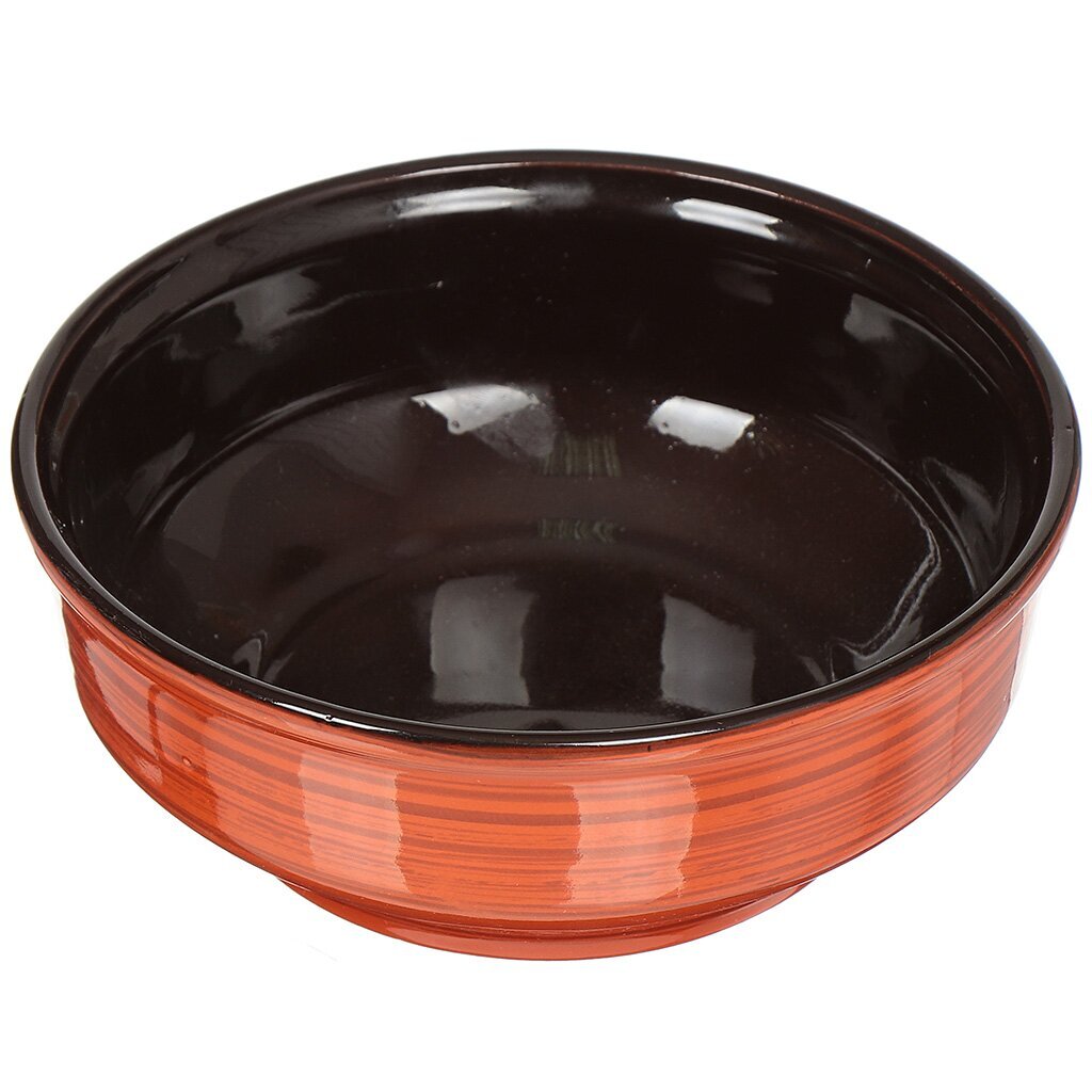 Салатник керамика, круглый, 17.5 см, 0.5 л, Русский Оранжевая полоска, Борисовская керамика, ОРП00009226