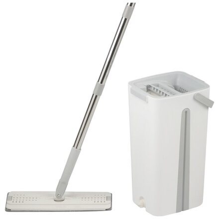 Набор для уборки ведро с отжимом, швабра МОП, белый с серым, Рыжий кот, Helper, 109965
