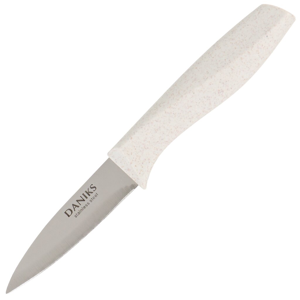 Нож кухонный Daniks, Латте, для овощей, нержавеющая сталь, 9 см, рукоятка пластик, YW-A383-PA вышивай как дизайнер полный курс по разработке схем для вышивки крестом от новичка до дизайнера профессионала шаг за шагом
