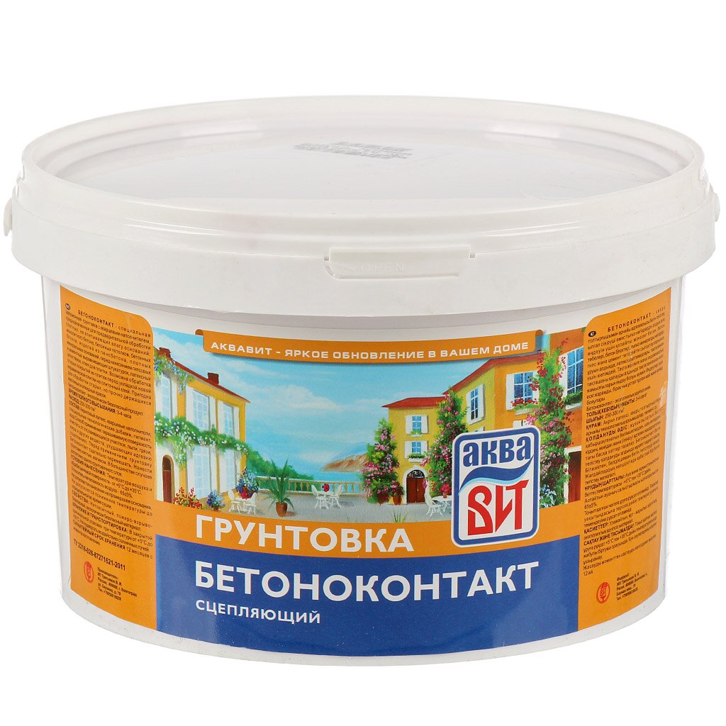 Грунтовка, ВАК-02-Б, Бетоноконтакт сцепляющий, АкваВИТ, 2 л