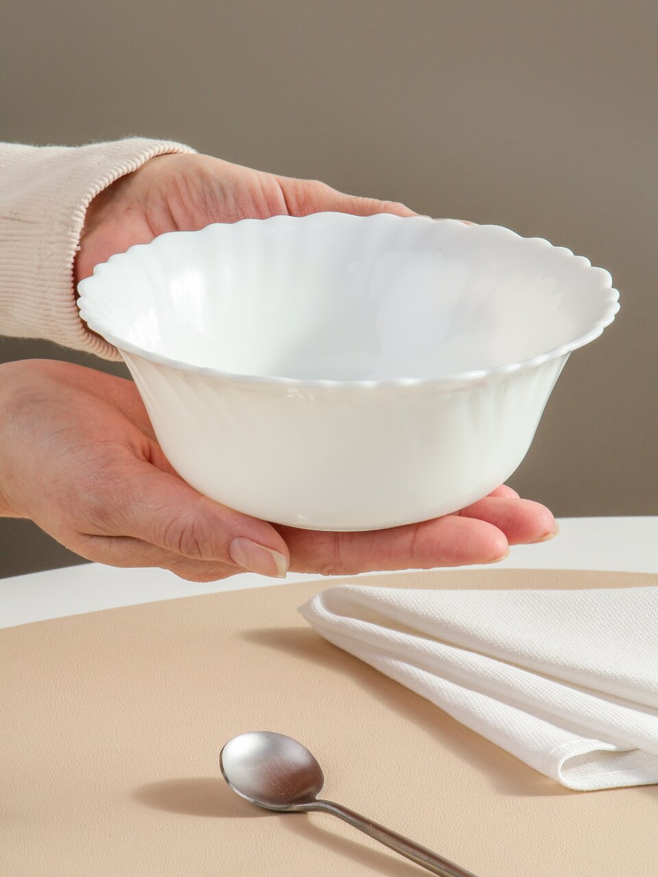 Салатник стеклокерамика, круглый, 15х5 см, 415 мл, Белый, Daniks, 223767, белый