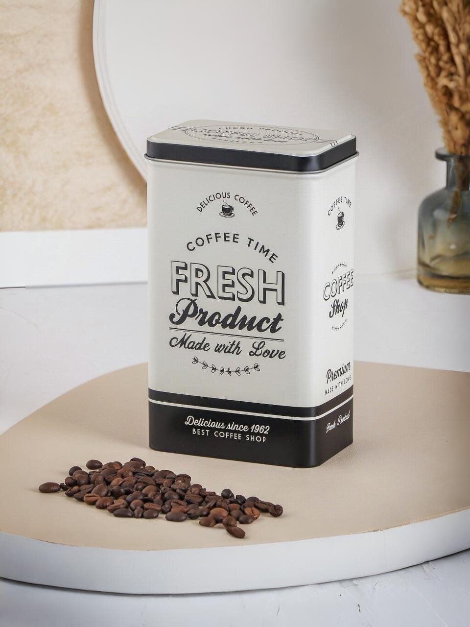 Банка для сыпучих продуктов, металл, 1.4 л, 11х7х18.7 см, с крышкой, Фрэш, Y4-9046