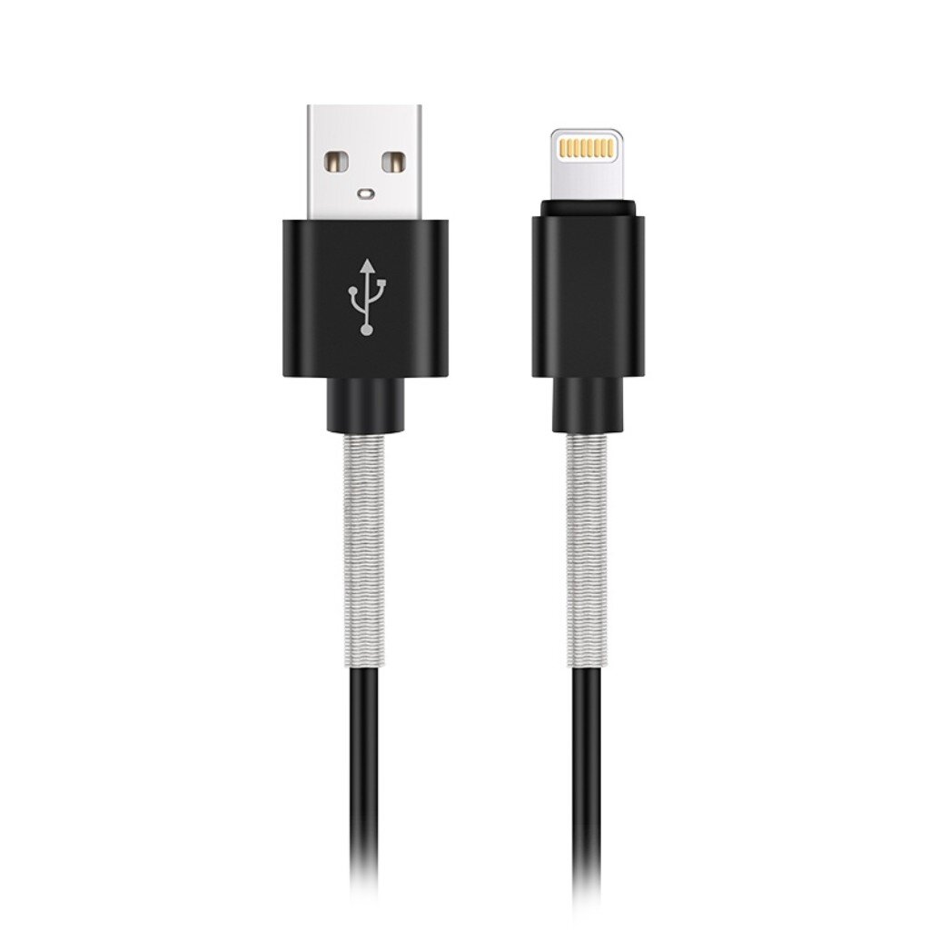 Кабель USB, AVS, IP-561S, Apple Lightning, 1 м, USB 2.0, усиленный, в пакете, черный, A40285S кабель apple lightning to usb 2м md819zm a белый