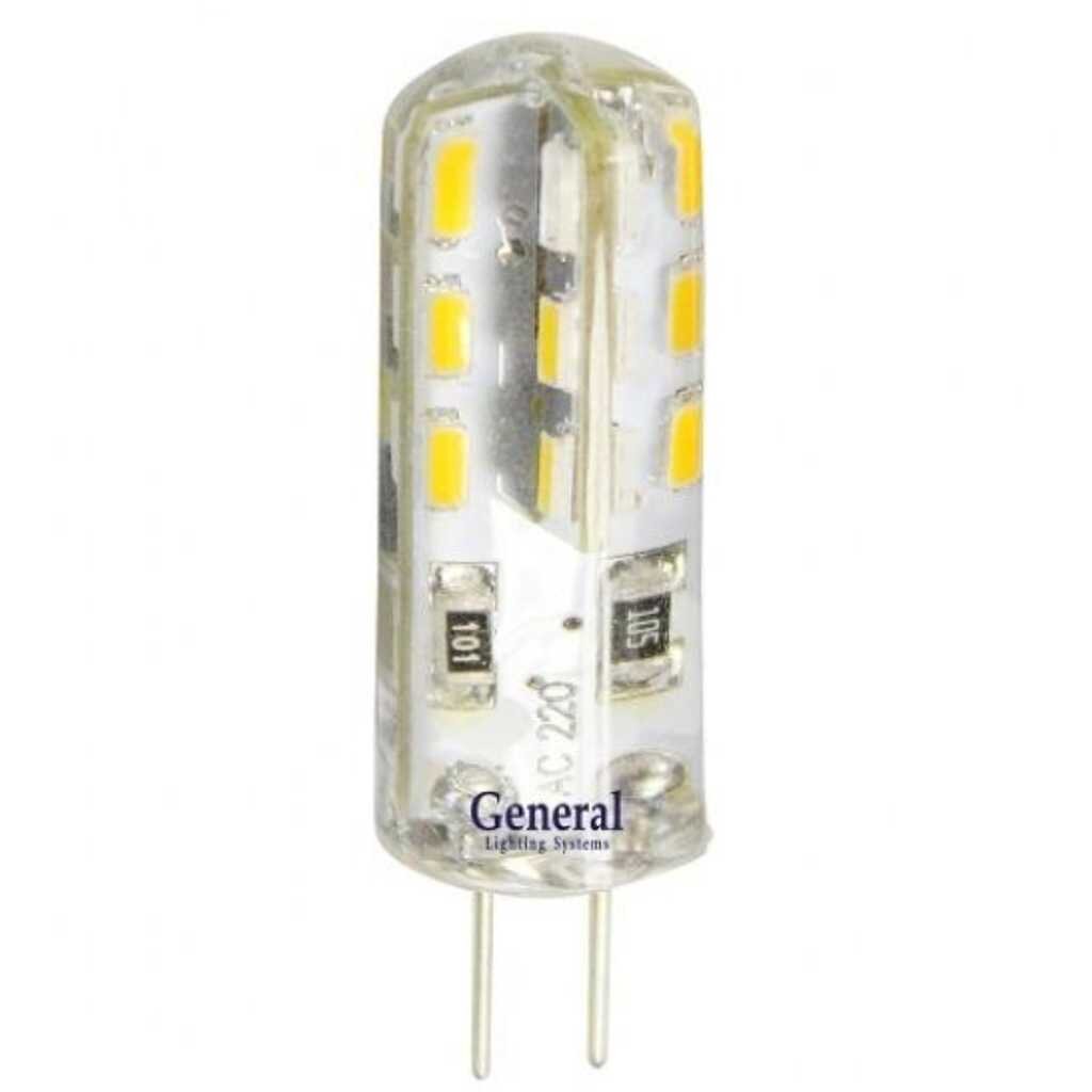Лампа светодиодная G4, 3 Вт, 220 В, капсула, 4500 К, свет нейтральный белый, General Lighting Systems, GLDEN-S лампа светодиодная