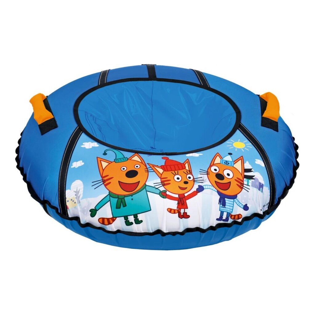 Санки-ватрушка Nika, Три кота, 90 см, 90 кг, с буксировочным тросом, с ручками, усиленная камера, ТБ1-90/ТК