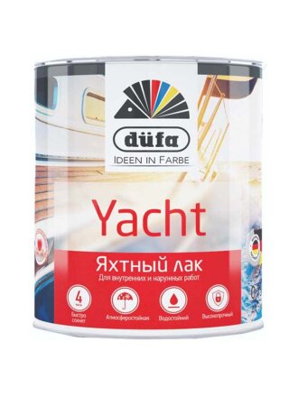 Лак Dufa, Retail Yacht, яхтный, глянцевый, алкидно-уретановый, для внутренних и наружных работ, 2 л