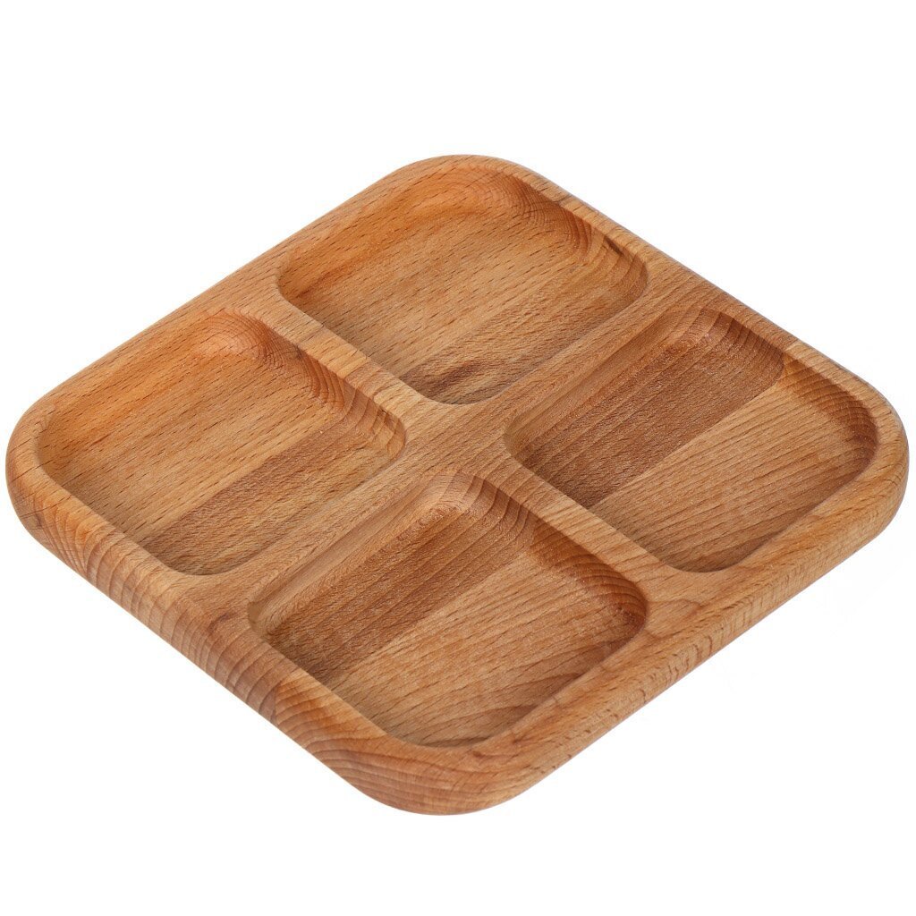 Менажница дерево, 20x20x2 см, 4 секции, 2К-033wd
