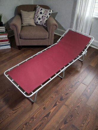 Раскладушка 192х72.5х27 см, 80 кг, Лаура, В09, жесткая, сталь, текстилен, в ассортименте