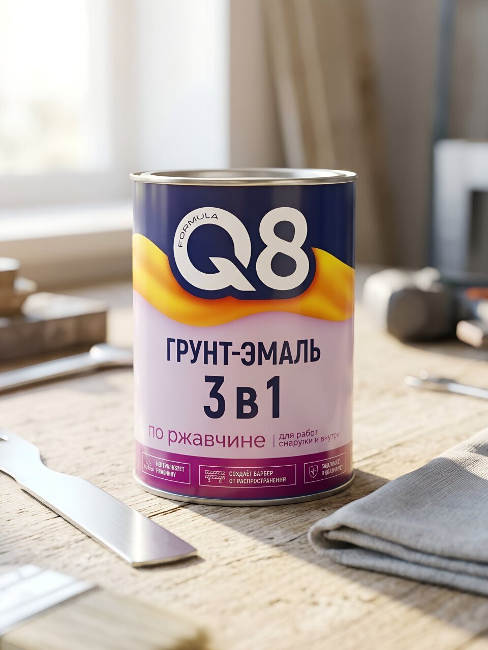 Грунт-эмаль Formula Q8, по ржавчине, алкидная, синяя, 0.8 кг