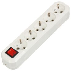 Розеточная колодка 5 гнезд, с заземлением, 16 А, выключатель, Easy, GSB-16-5-G-S-IP20, 470060