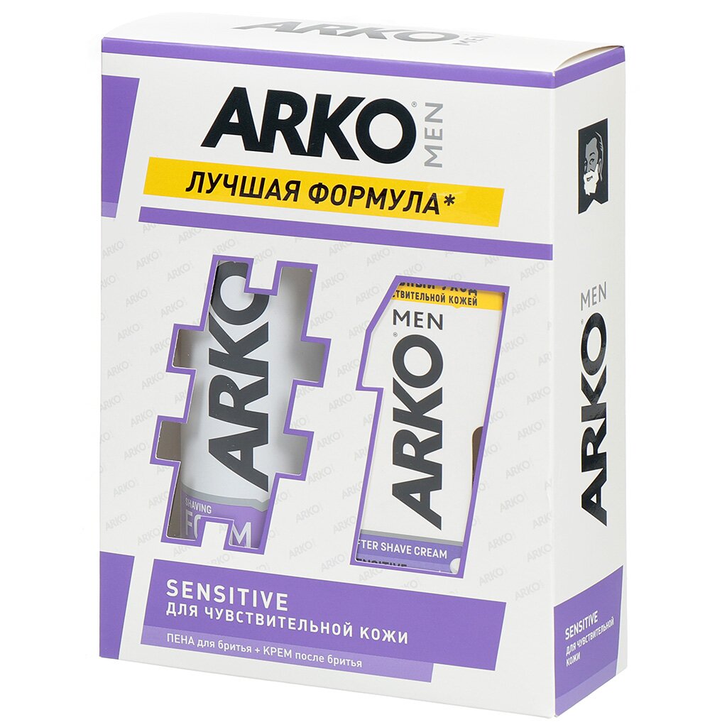 Подарочный набор Arko Sensitive (пена для бритья 200 мл + крем после бритья 50 мл)