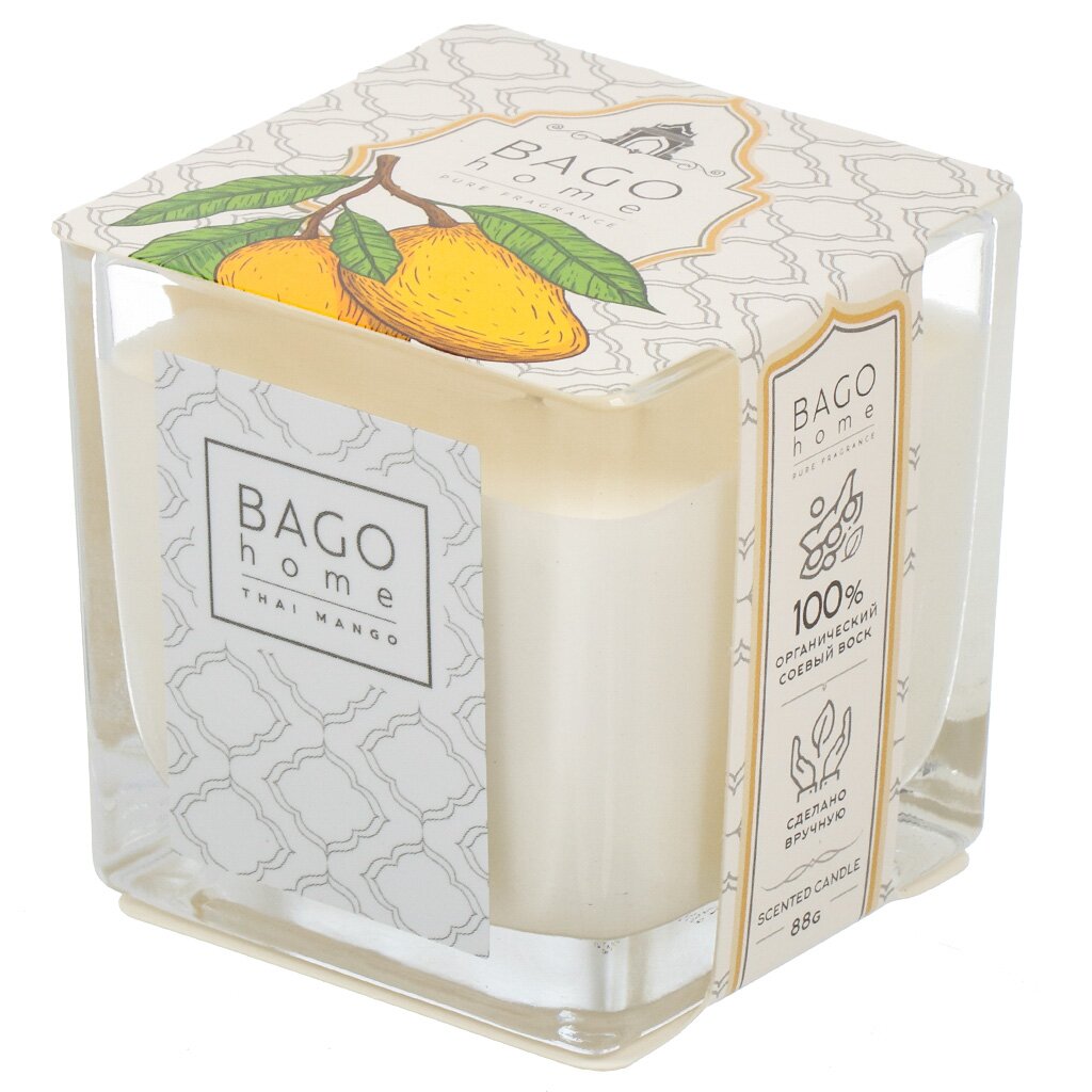 Свеча декоративная ароматическая, в стакане, Тайское манго, 88 гр, BGT0205 свеча ароматизированная 8 5х7 см в стакане roura ваниль с фитилем из дерева 403721 170