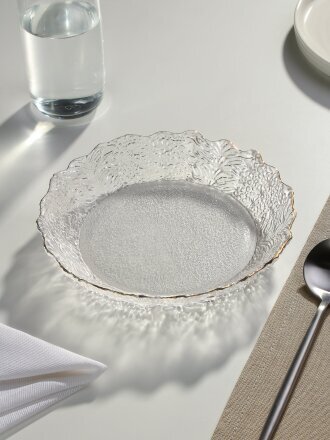 Тарелка стекло, 19.5 см, отвод золотом, круглая, Алмаз, Y6-10094/B150023