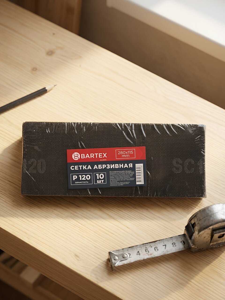 Сетка абразивная зернистость P120, 115х280 мм, 10 шт, Bartex, 0304115