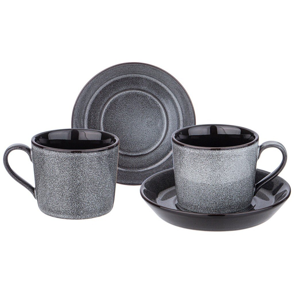 Набор чайный фарфор, 4 предмета, на 2 персоны, 250 мл, Lefard, Graphite, 474-244, подарочная упаковка aerocool graphite g bk v1