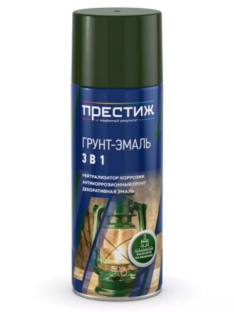 Грунт-эмаль аэрозольная, Престиж, 3в1, алкидная, зеленая, RAL 6002, 520 мл
