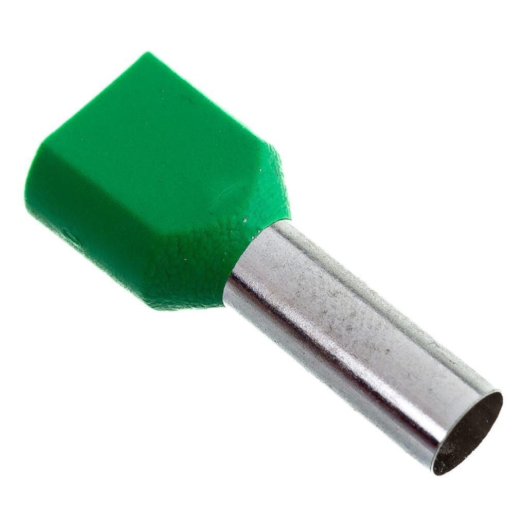 Наконечник НШВи(2) 6.0-14/НГи2 6,0-14, латунь, зеленый, штыревой, втулочный, изолированный, 14 мм, 2х6 мм², Rexant, 08-2811 наконечник ншви 6 0 12 е 6 0 12 e6012 латунь зеленый штыревой втулочный изолированный 12 мм 6 мм² rexant 08 0823