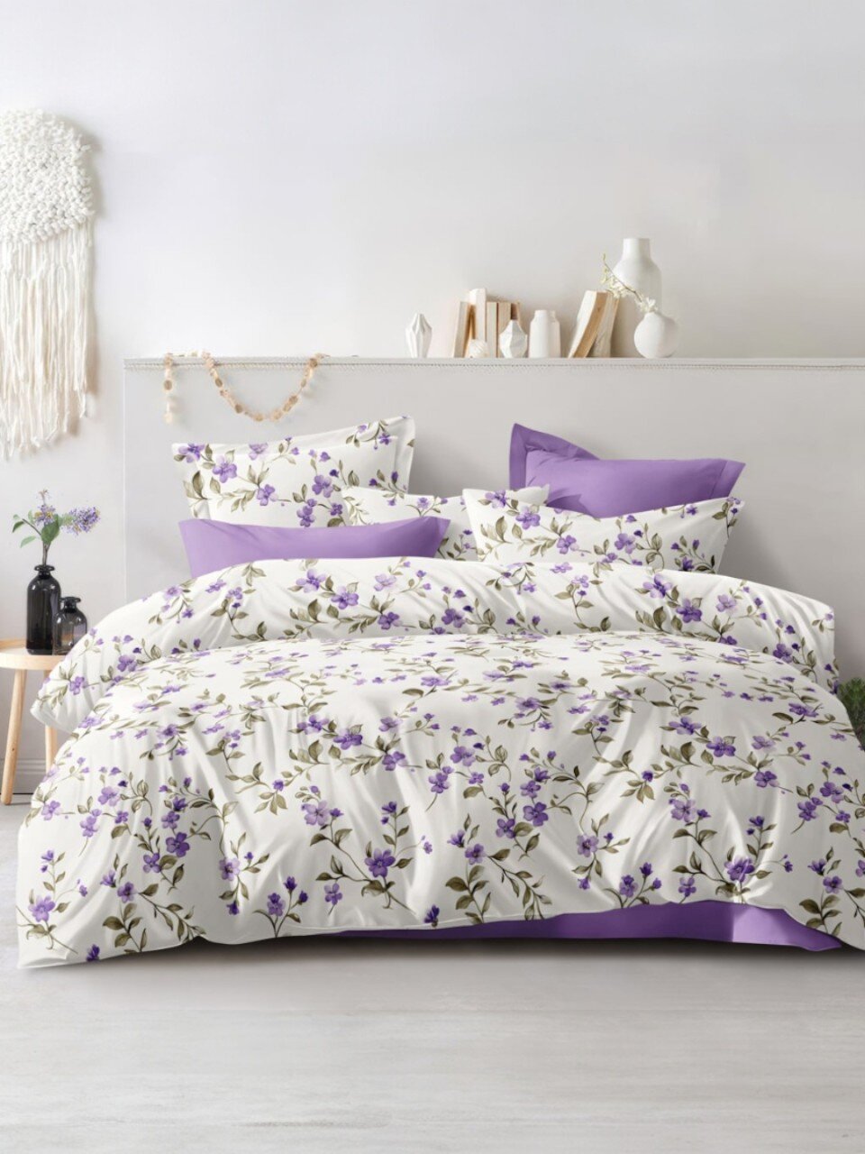 Постельное белье 1.5-спальное, простыня 160х215 см, 2 наволочки 70х70 см, пододеяльник 145х215 см, Butterfly, поплин, 6840