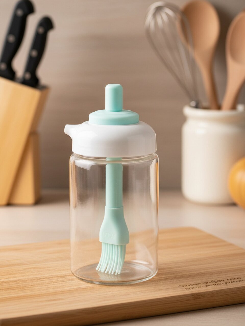 Бутылка для масла, стекло, 250 мл, 14х7 см, с кисточкой, силикон, Vetta, 828-348