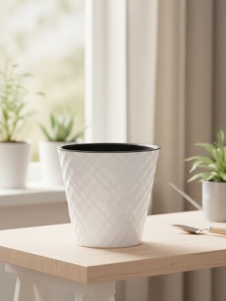 Горшок для цветов пластик, 1.6 л, 16х16х14.5 см, белоснежный жасмин, InGreen, Manhattan, IG670110048