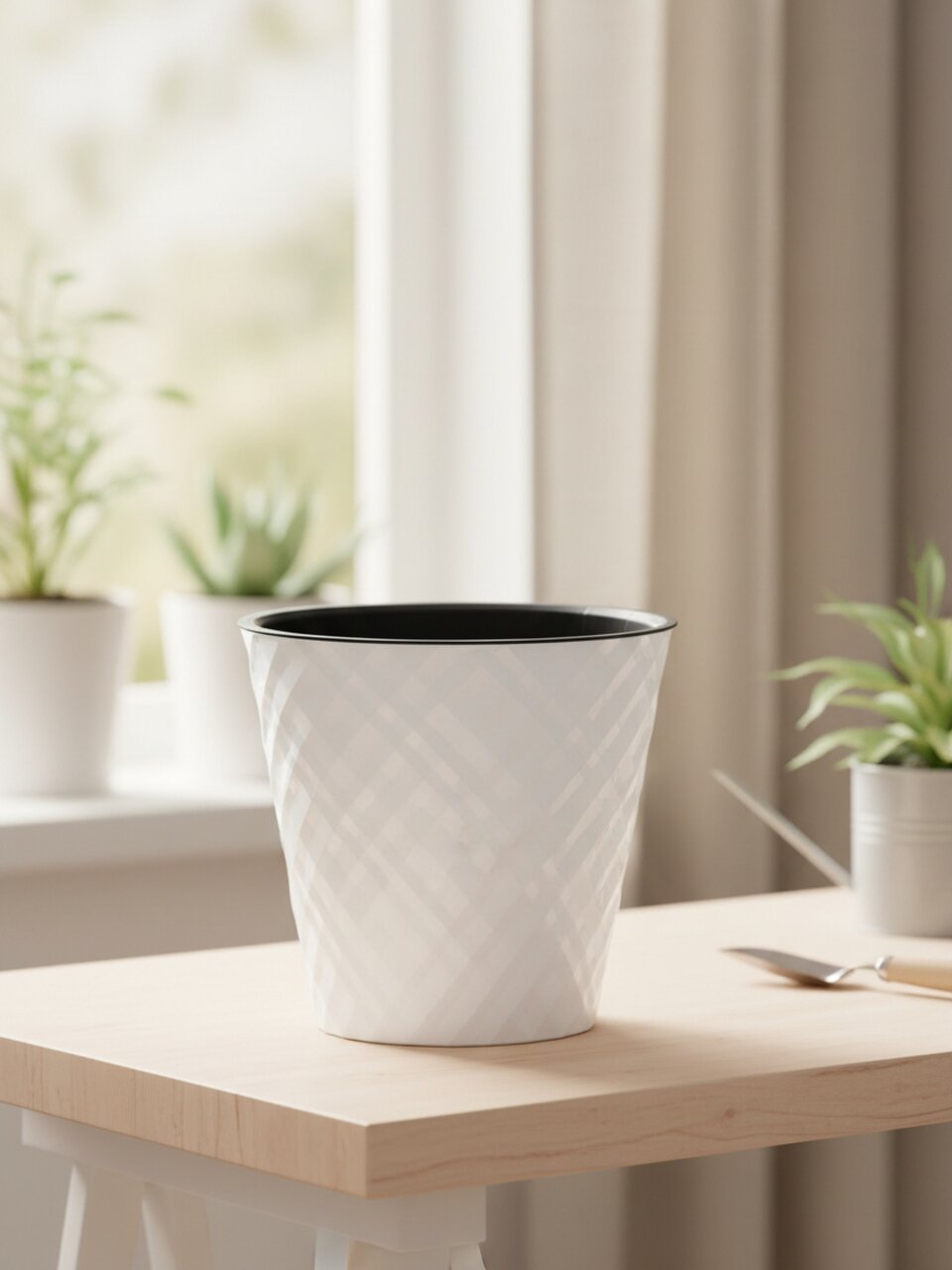 Горшок для цветов пластик, 1.6 л, 16х16х14.5 см, белоснежный жасмин, InGreen, Manhattan, IG670110048