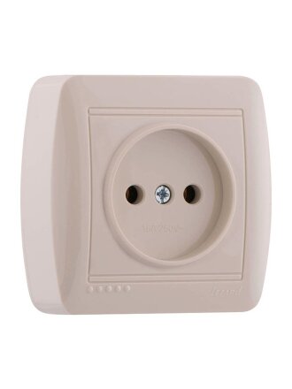 Розетка открытой установки, 1 гнездо, без заземления, пластик, кремовая, Lezard, Demet, 711-0300-121