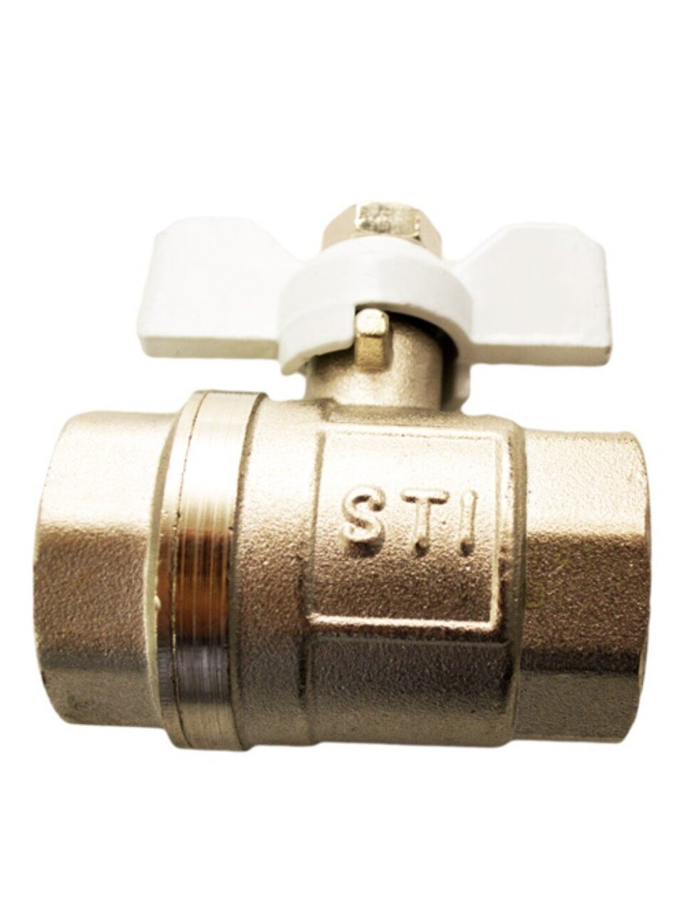 Кран для воды, 3/4&amp;quot;, г-г, ручка-бабочка, никель, STI