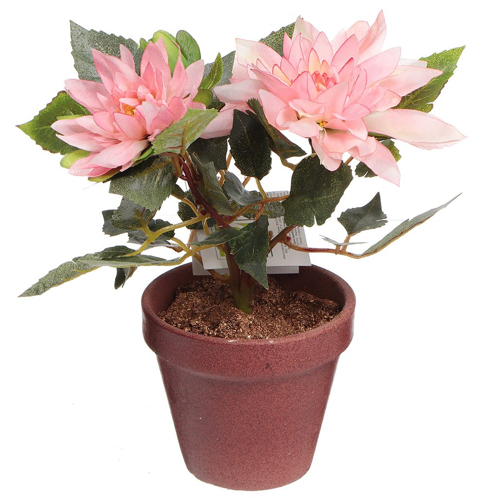 Цветок искусственный декоративный Хризантема, в кашпо, персиковый, 16-0049