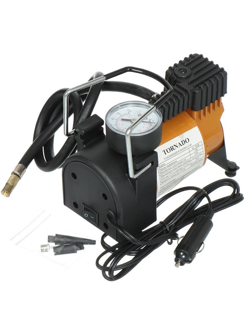 Компрессор автомобильный Tornado, Standart, 35 л/мин, 12 В, 140 Вт, AC-580B/AC-580