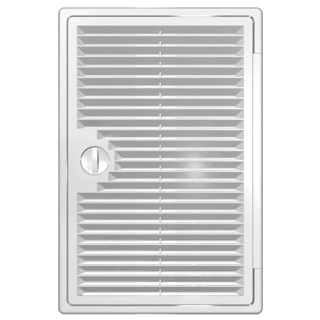 Решетка вентиляционная пластик, 200х300 мм, с дверцей, белая, ERA, 2030ДФ