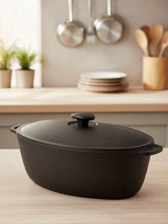 Гусятница 6 л, чугун, с крышкой, литые ручки, Гардарика, 1206-3