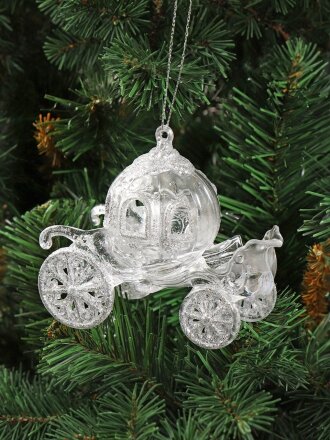 Елочное украшение Карета, серебро, 12х6х10 см, SYYKLA-182240