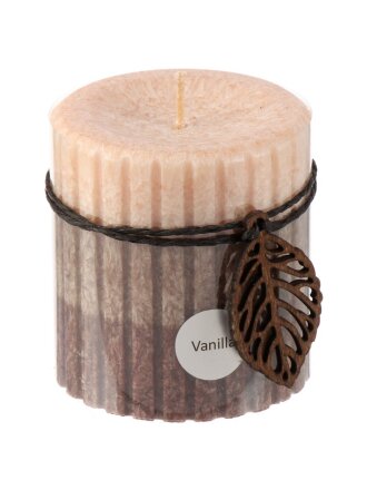 Свеча декоративная, 7.5х7 см, цилиндр, бежево-коричневая, парафин, с декором, А030172