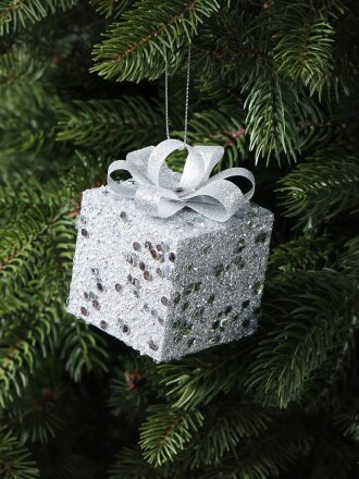 Набор елочных украшений Подарки, 3 шт, серебро, 6 см, Y4-9494
