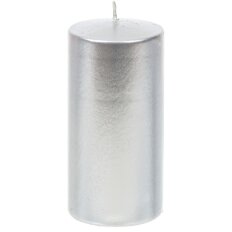 Свеча декоративная, 12х6 см, цилиндр, серебряная, 1381543100