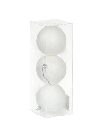 Елочный шар 3 шт, белый, 8 см, пластик, SYPMPB--112154