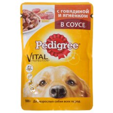 Корм для животных Pedigree, 100 г, для взрослых собак, кусочки в соусе, говядина и ягненок, 51764