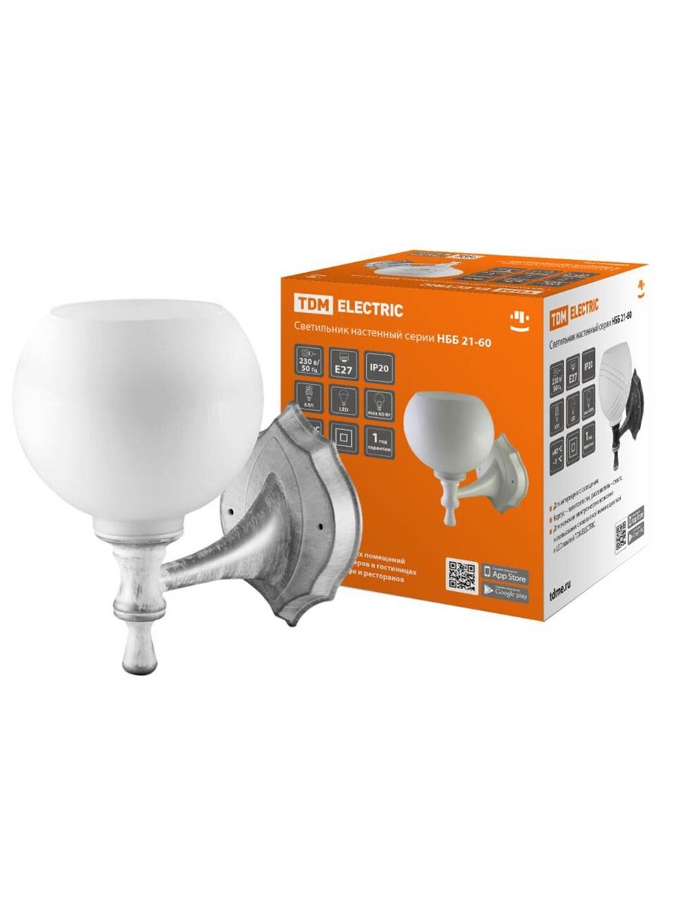 Светильник TDM Electric, НББ 21-60-1323 УХЛ4, 60 Вт, E27, на 1 лампочку, IP20, белый, SQ0370-0202