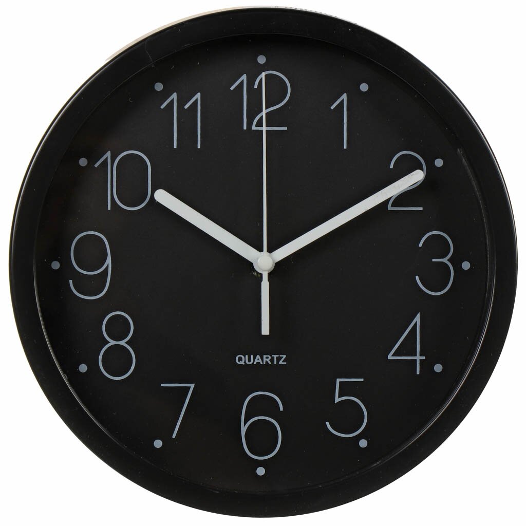 Часы настенные, 20 см, круглые, пластик, стекло, черные, Y6-6086 часы настенные кварцевые 40 см круглые пластик y6 10683