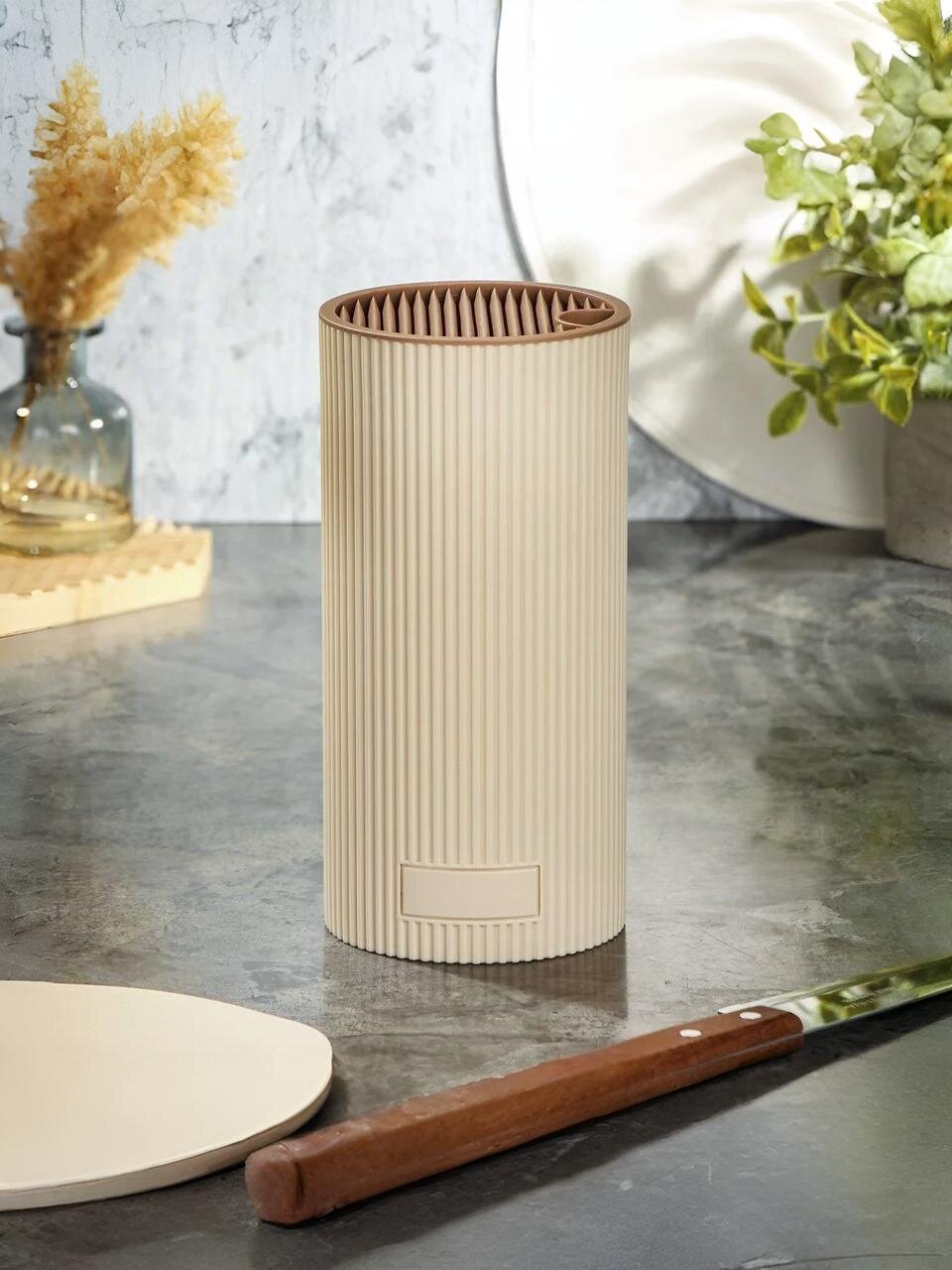 Подставка для ножей, пластик, цилиндрическая, 22 см, Y4-8716