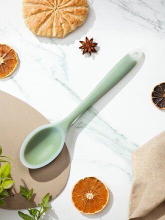 Ложка поварская силикон, 27 см, навеска, Daniks, Verde, Y4-8870