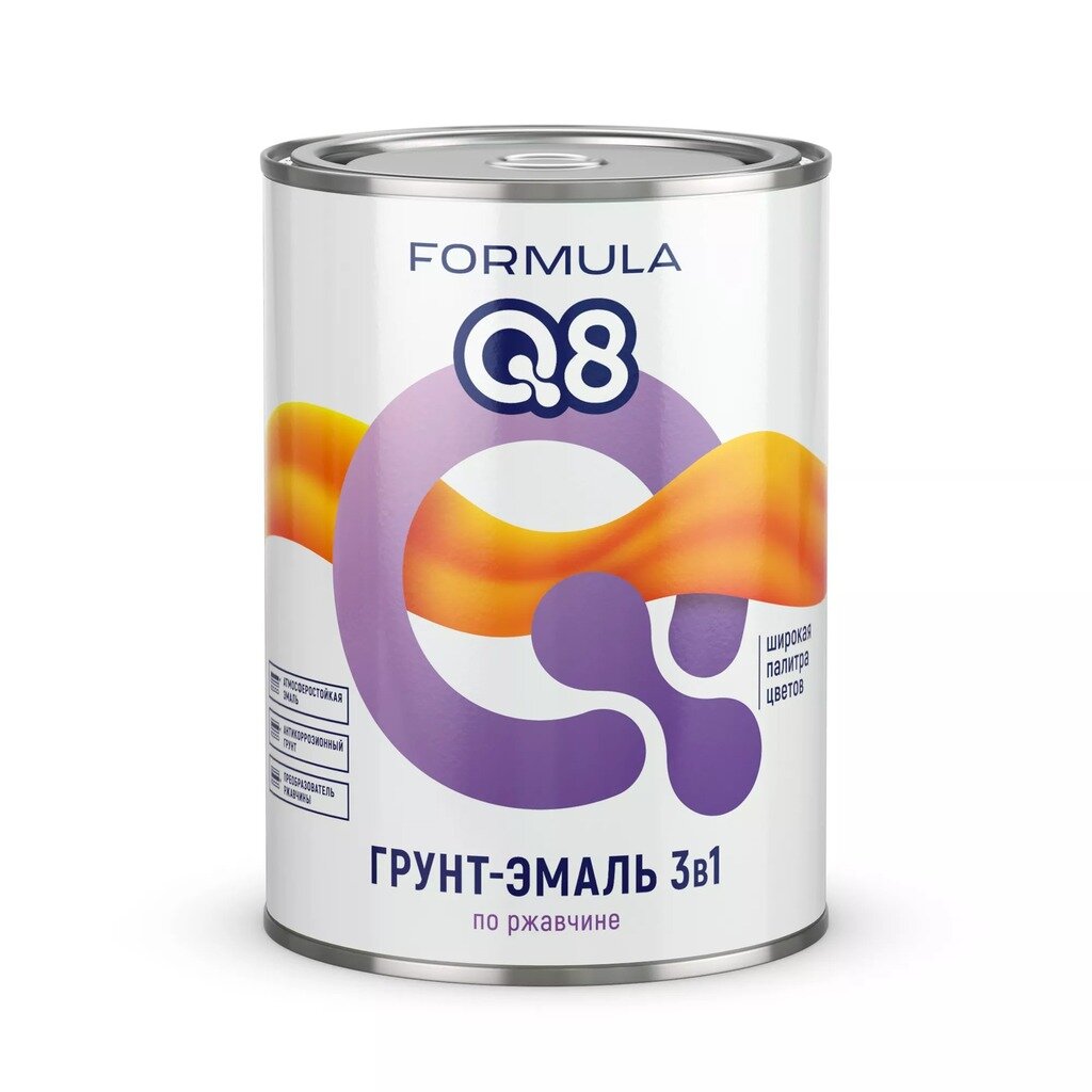 Грунт-эмаль Formula Q8, по ржавчине, алкидная, вишневая, 0.9 кг грунт эмаль formula q8 по ржавчине алкидная вишневая 0 9 кг