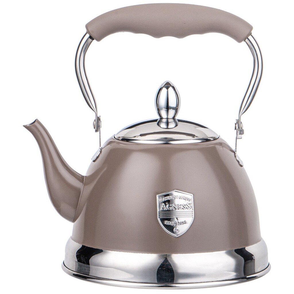 Чайник нержавеющая сталь, 1 л, матовый, Agness, индукция, шоколад, 937-875 эмалированный чайник для индукционных плит agness
